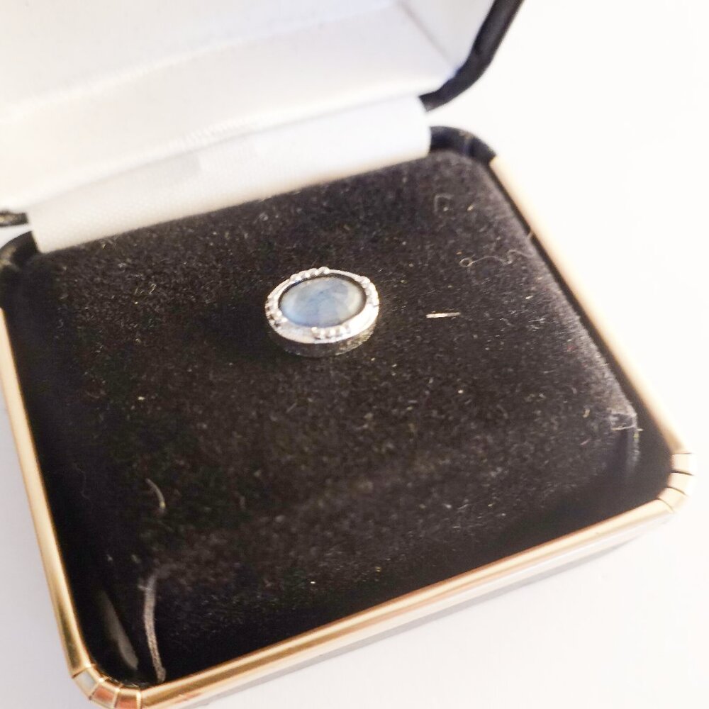 Vintage Swank Blue Crystal Rhinestone Tie Tack with Chain